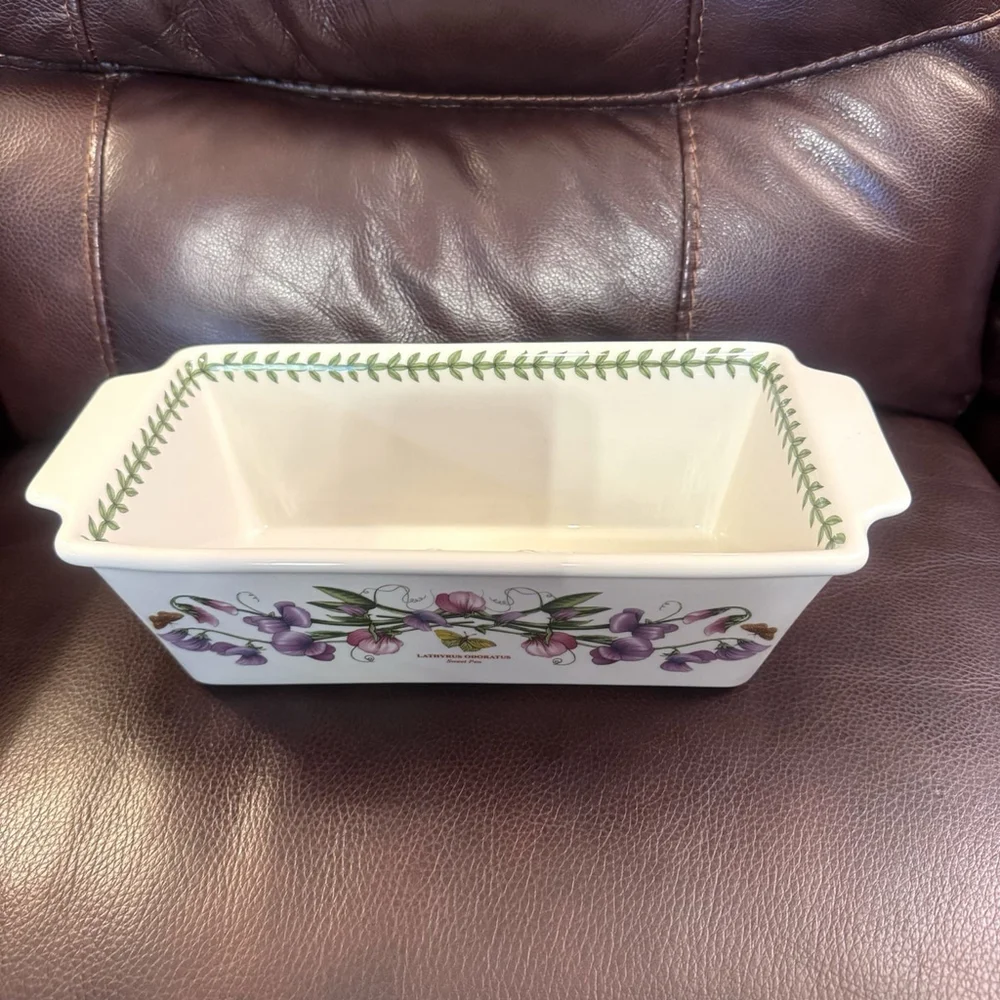 Portmeirion Botanic Garden Porcelain Meatloaf Dish 12 x 5.5” Sweet Pea